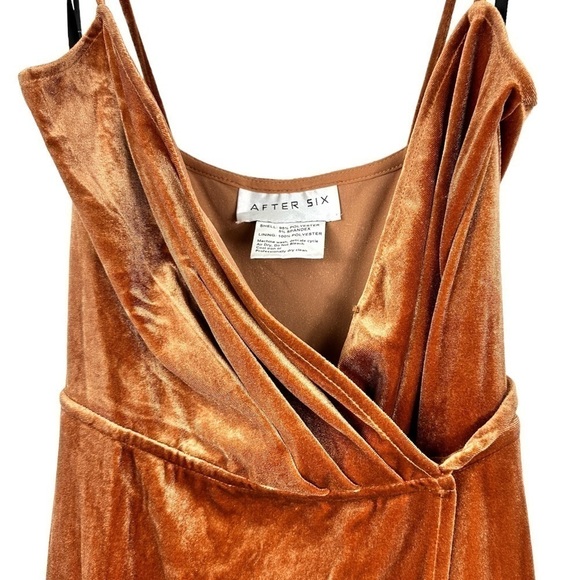 NWT After Six Velvet Wrap Maxi Dress in Golden Almond Size XS - Picture 5 of 10